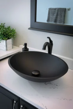 Eden Bath Matte Black Oval Glass Vessel Sink