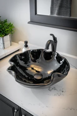 Eden Bath Midnight Wave Glass Vessel Sink