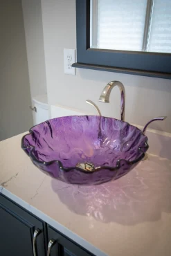 Eden Bath Purple Free form Wave Glass Vessel Sink