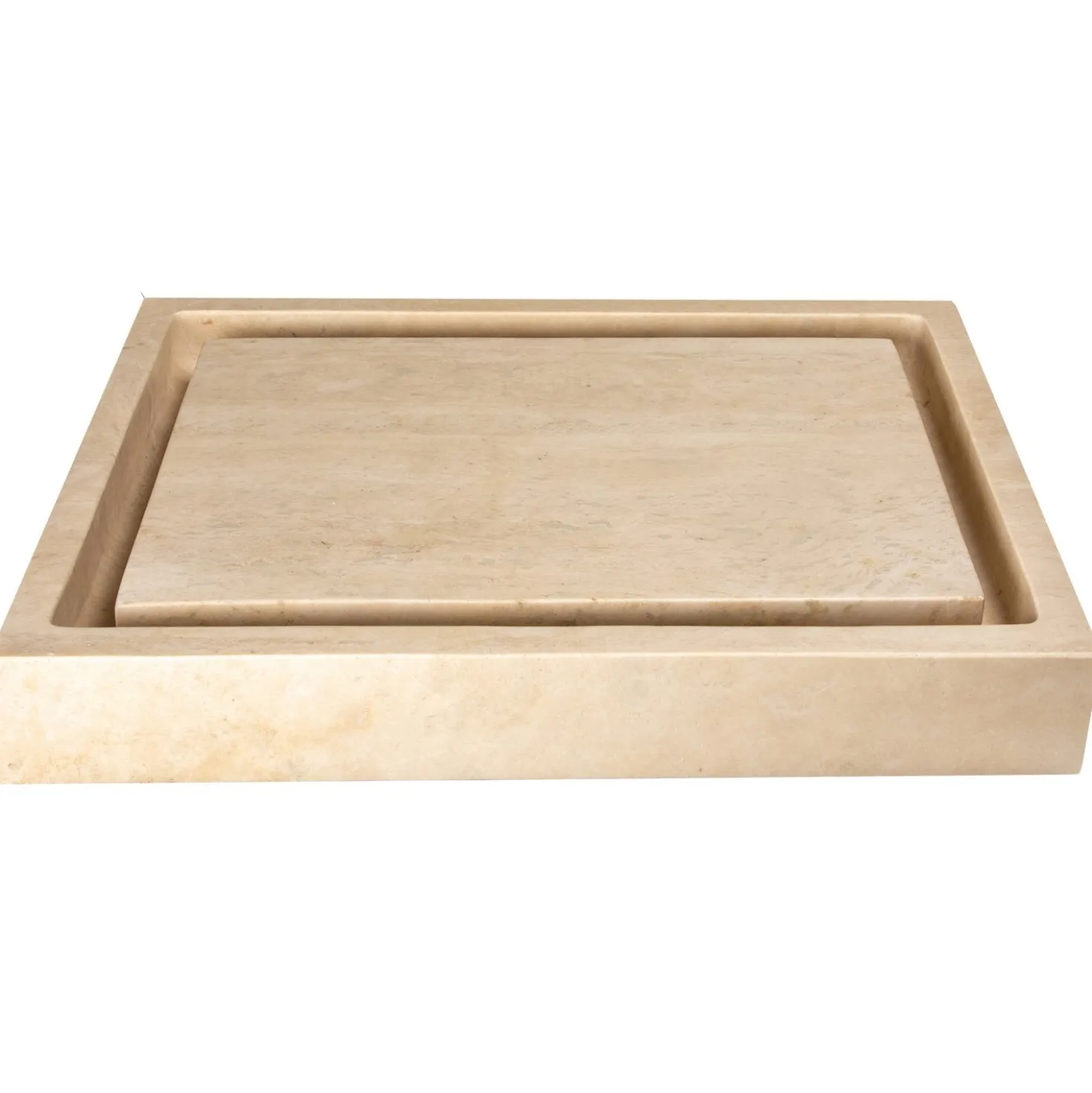 Eden Bath Rectangular Infinity Pool Sink - Honed Beige Travertine