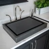 Eden Bath Rectangular Infinity Pool Sink - Honed Lava Stone