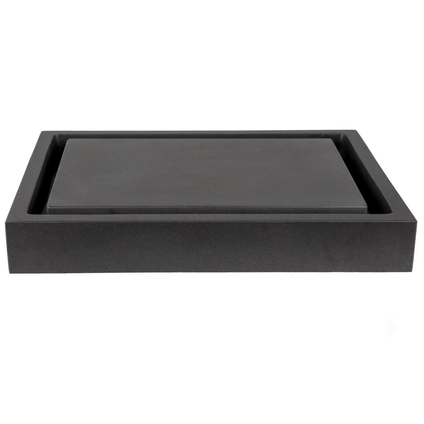 Eden Bath Rectangular Infinity Pool Sink - Honed Lava Stone