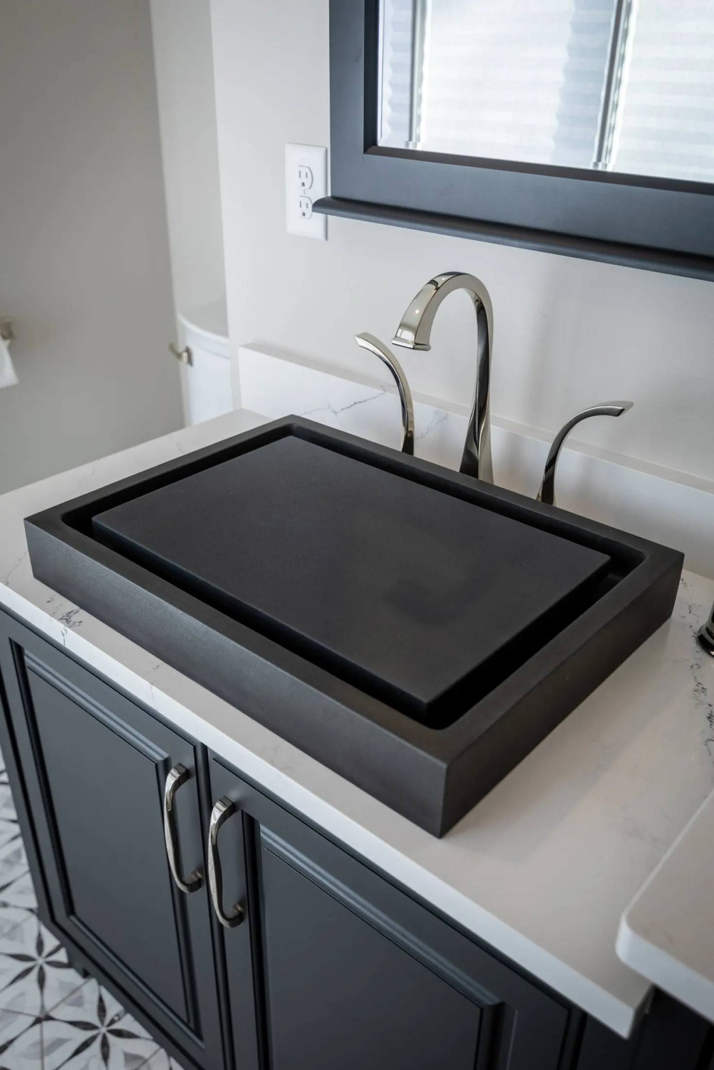 Eden Bath Rectangular Infinity Pool Sink - Honed Lava Stone