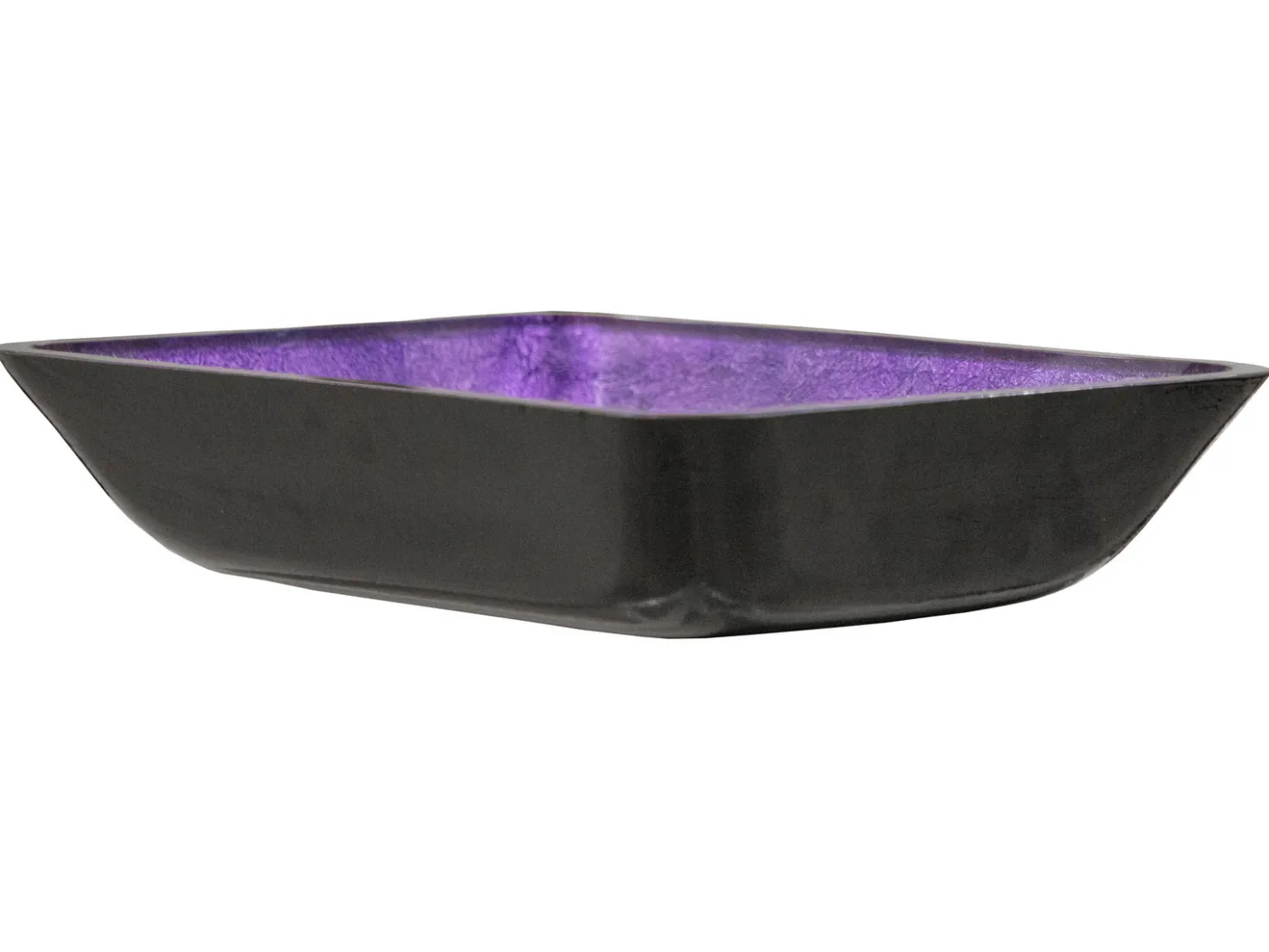 Eden Bath Rectangular Purple Foil Glass Vessel Sink with Black Exterior