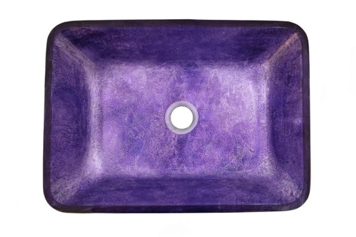 Eden Bath Rectangular Purple Foil Glass Vessel Sink with Black Exterior