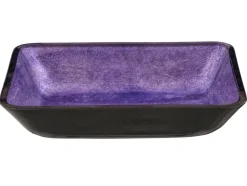 Eden Bath Rectangular Purple Foil Glass Vessel Sink with Black Exterior