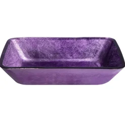 Eden Bath Rectangular Purple Foil Glass Vessel Sink
