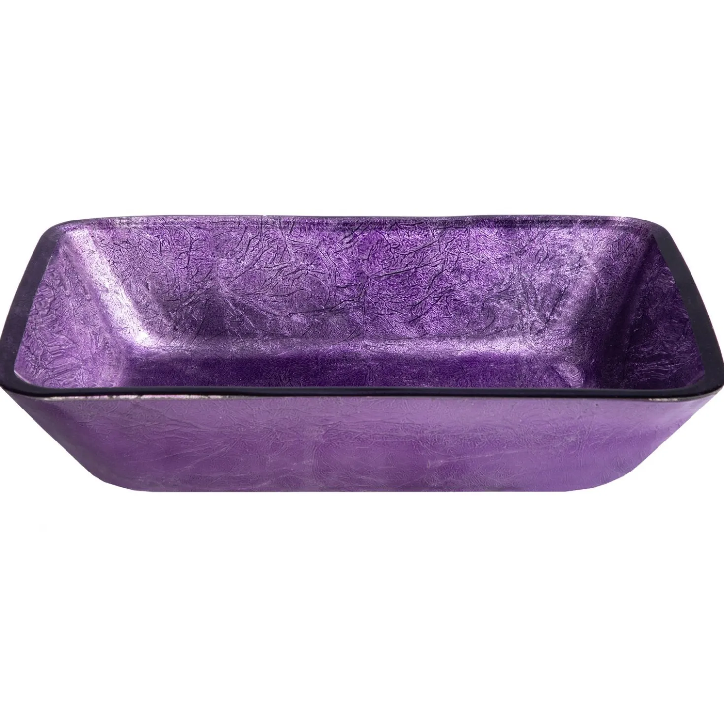 Eden Bath Rectangular Purple Foil Glass Vessel Sink