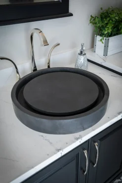 Eden Bath Round Infinity Pool Sink - Lava Stone