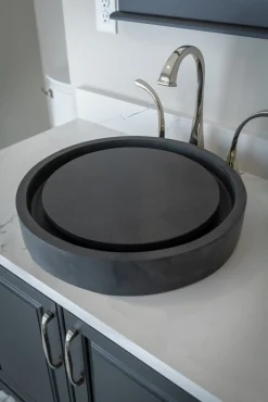 Eden Bath Round Infinity Pool Sink - Lava Stone