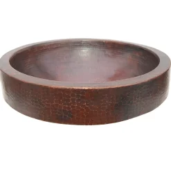 Eden Bath Semi Recessed Copper Vessel Sink With Apron - Antique Dark