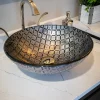 Eden Bath Silver Squares Glass Vessel Sink