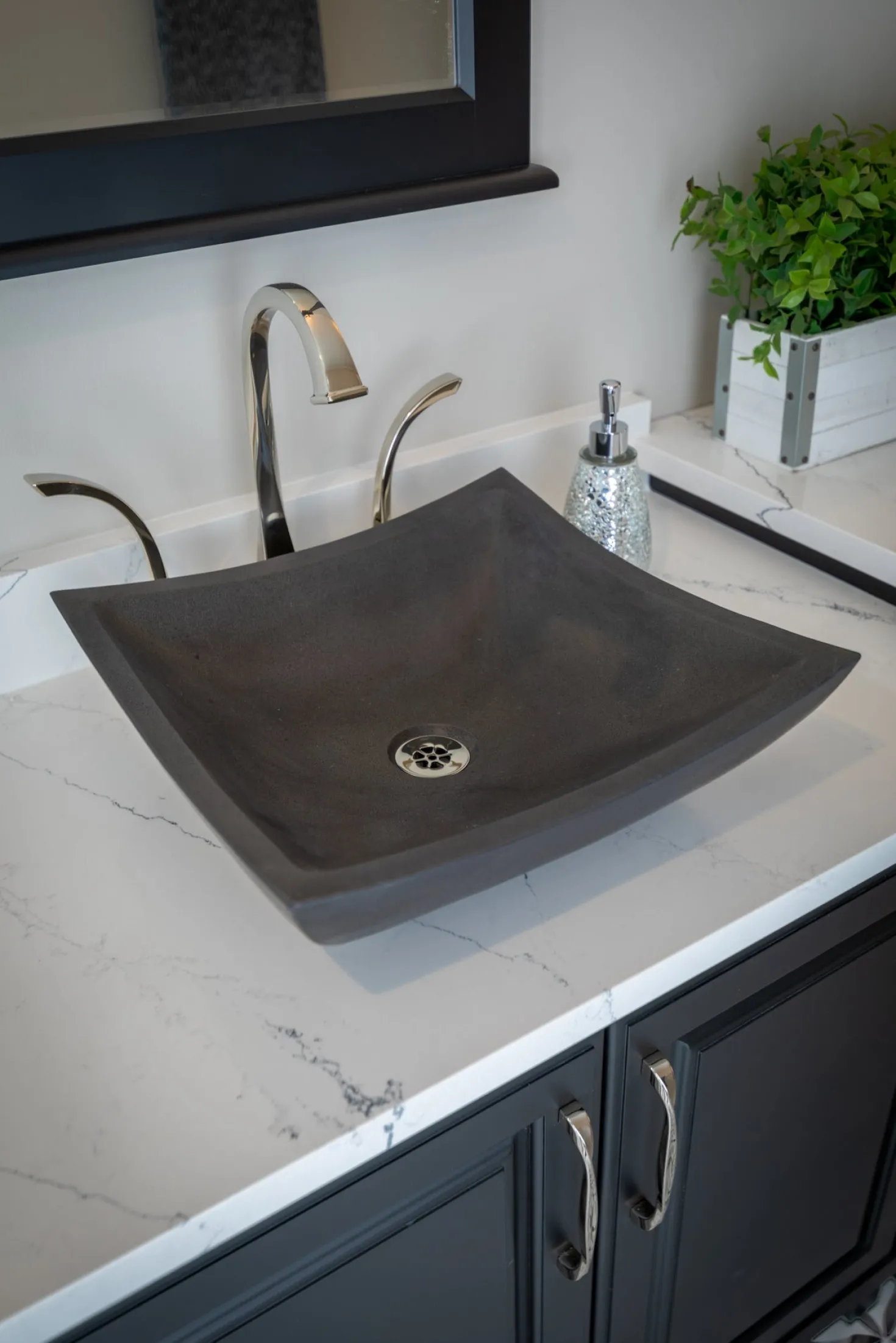 Eden Bath Square Deep Zen Sink - Lava Stone