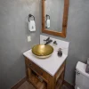 Eden Bath Venice Round Vessel Glass Sink in Khaki