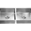 Extra Large 48" Workstation Equal Double Bowl Kitchen Sink with Small Radius Corners