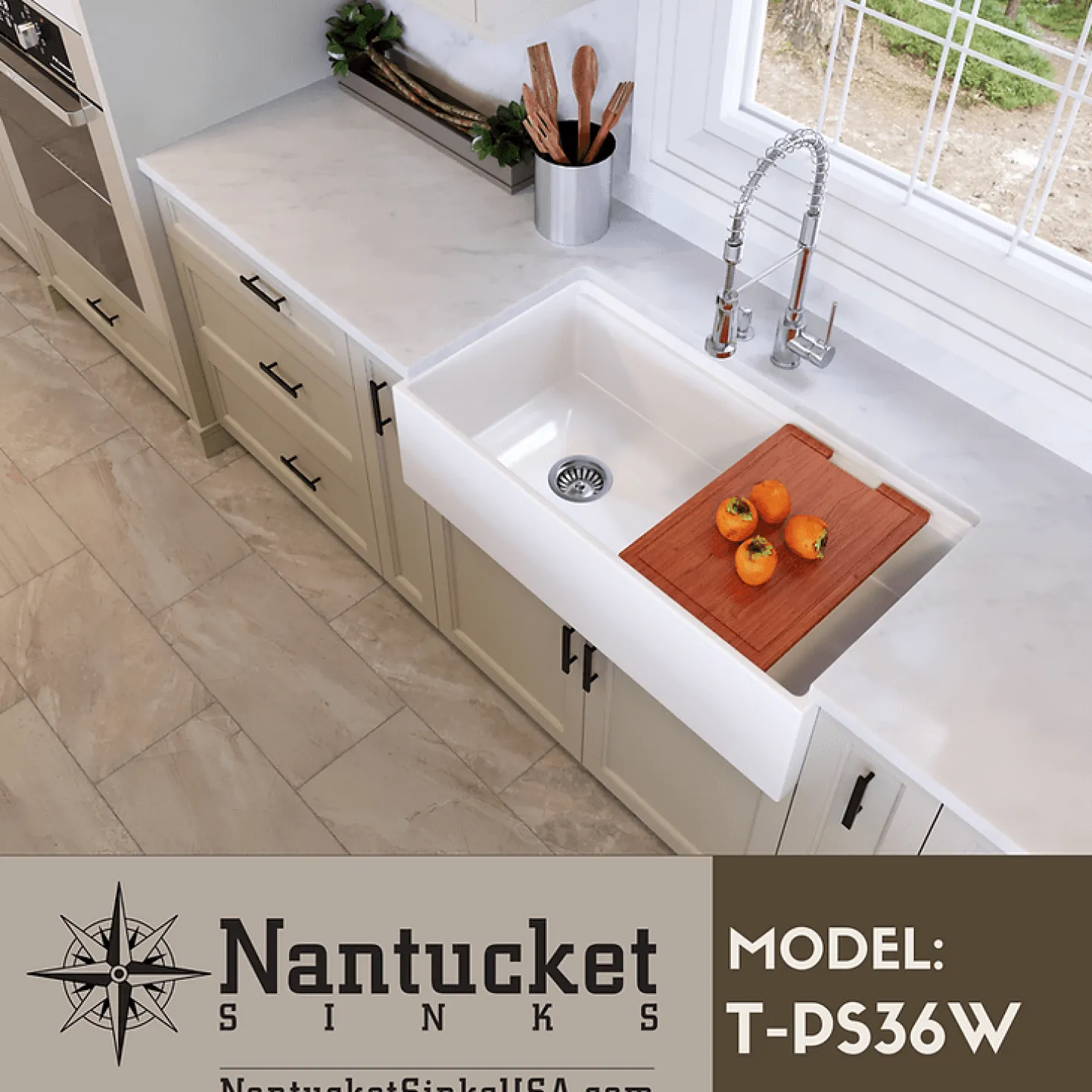 36" Fireclay Farmhouse Workstation Single Bowl Sink