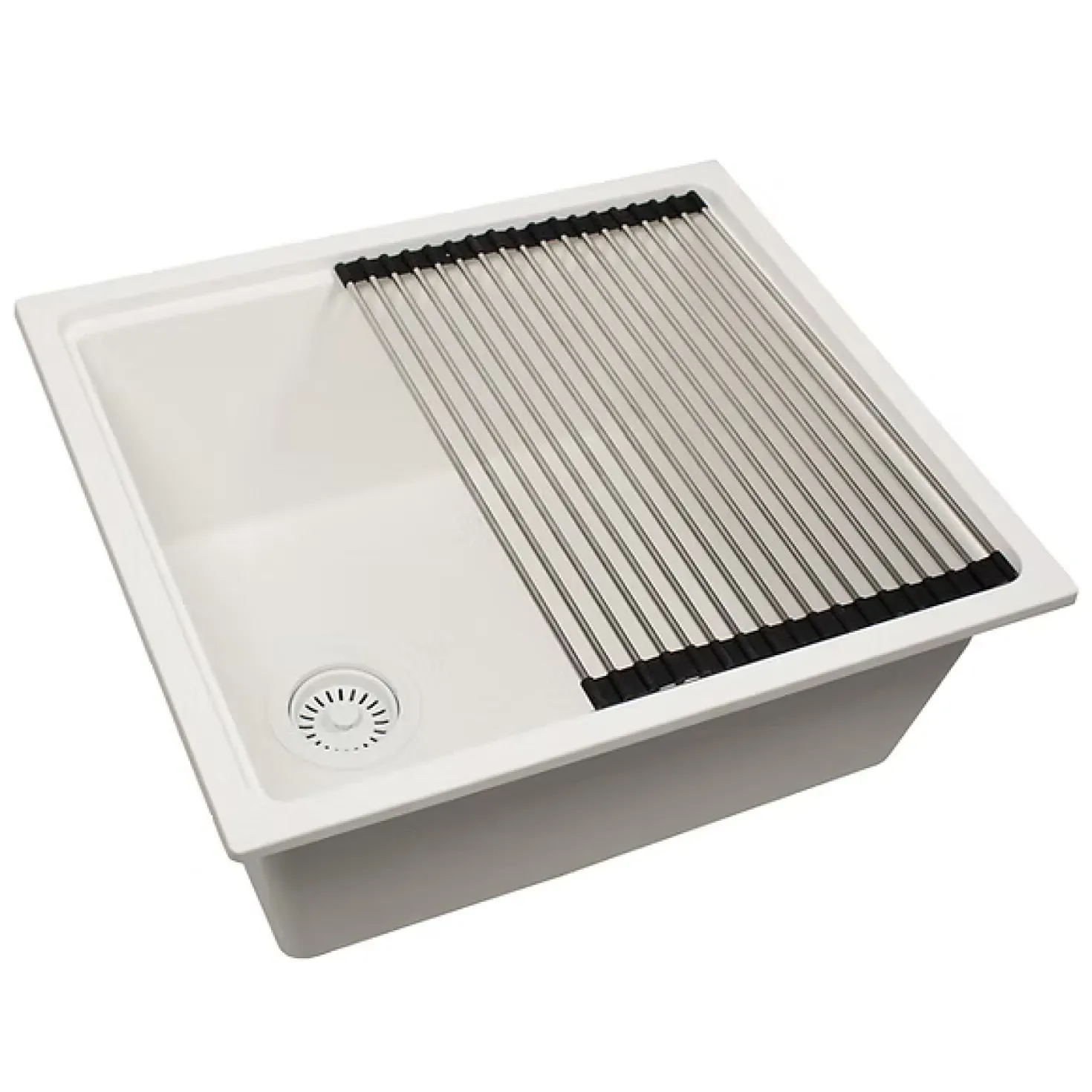 22" Granite Composite Dualmount Workstation Sink in White