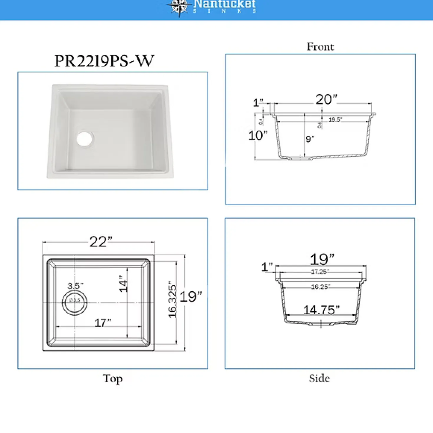 22" Granite Composite Dualmount Workstation Sink in White
