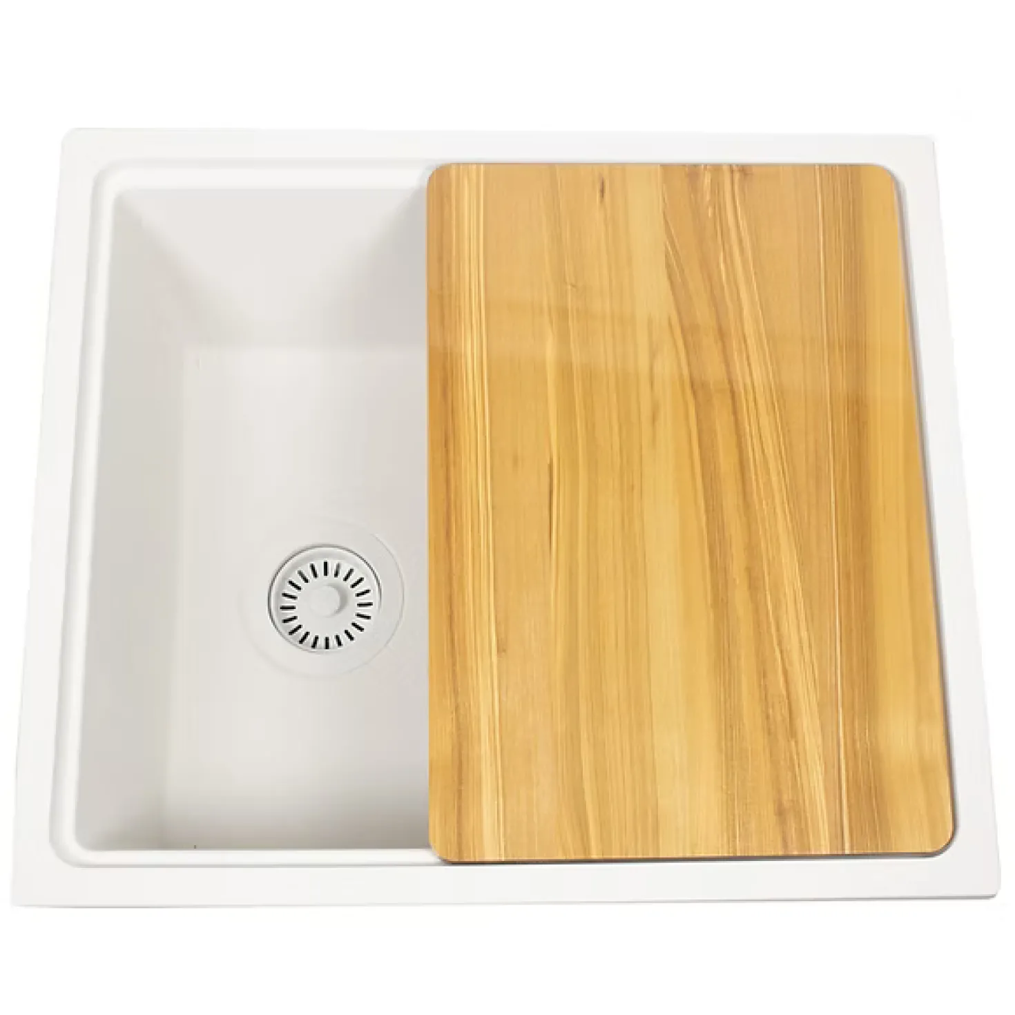 22" Granite Composite Dualmount Workstation Sink in White