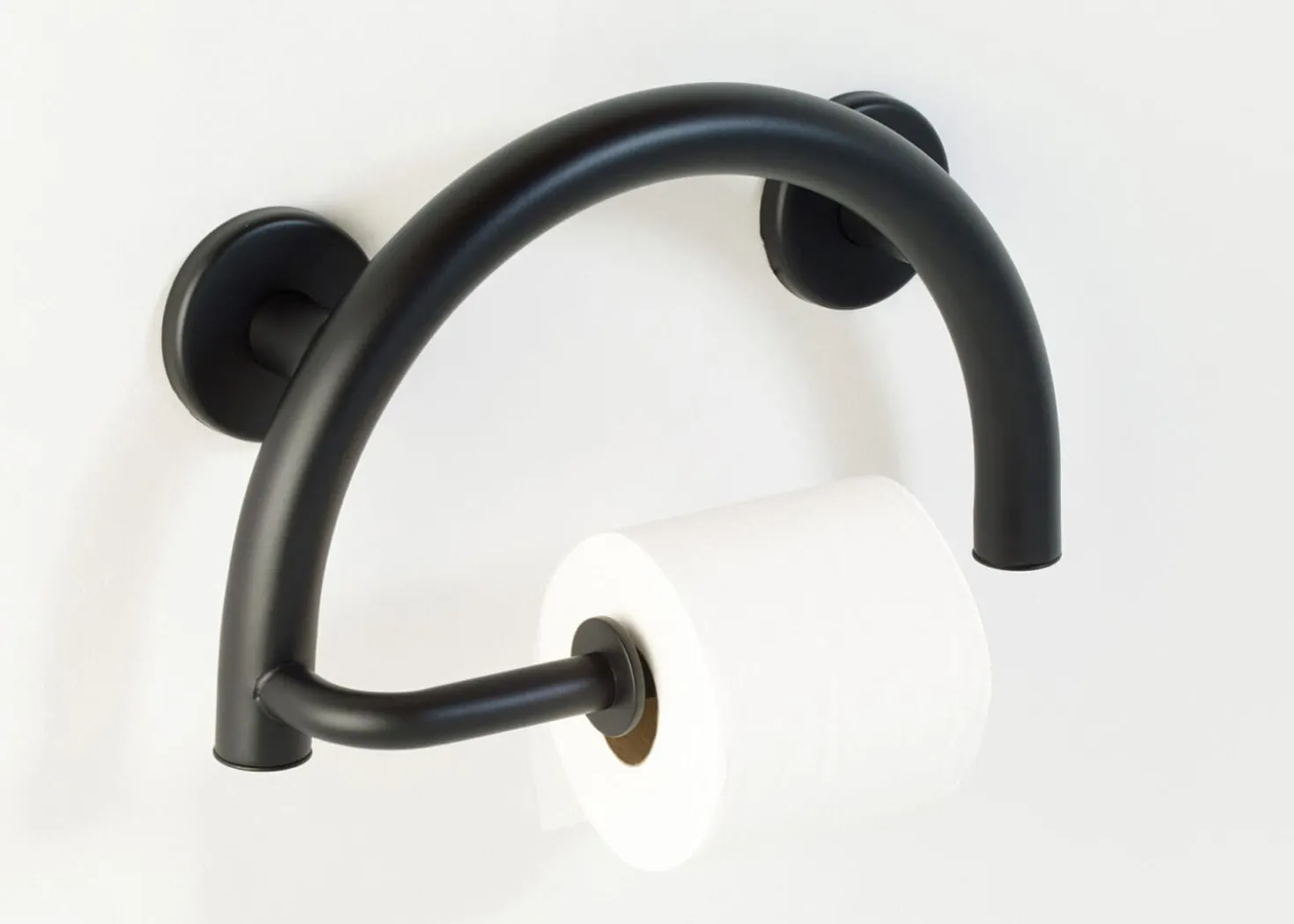 Half Moon Grab Bar with Toilet Paper Holder
