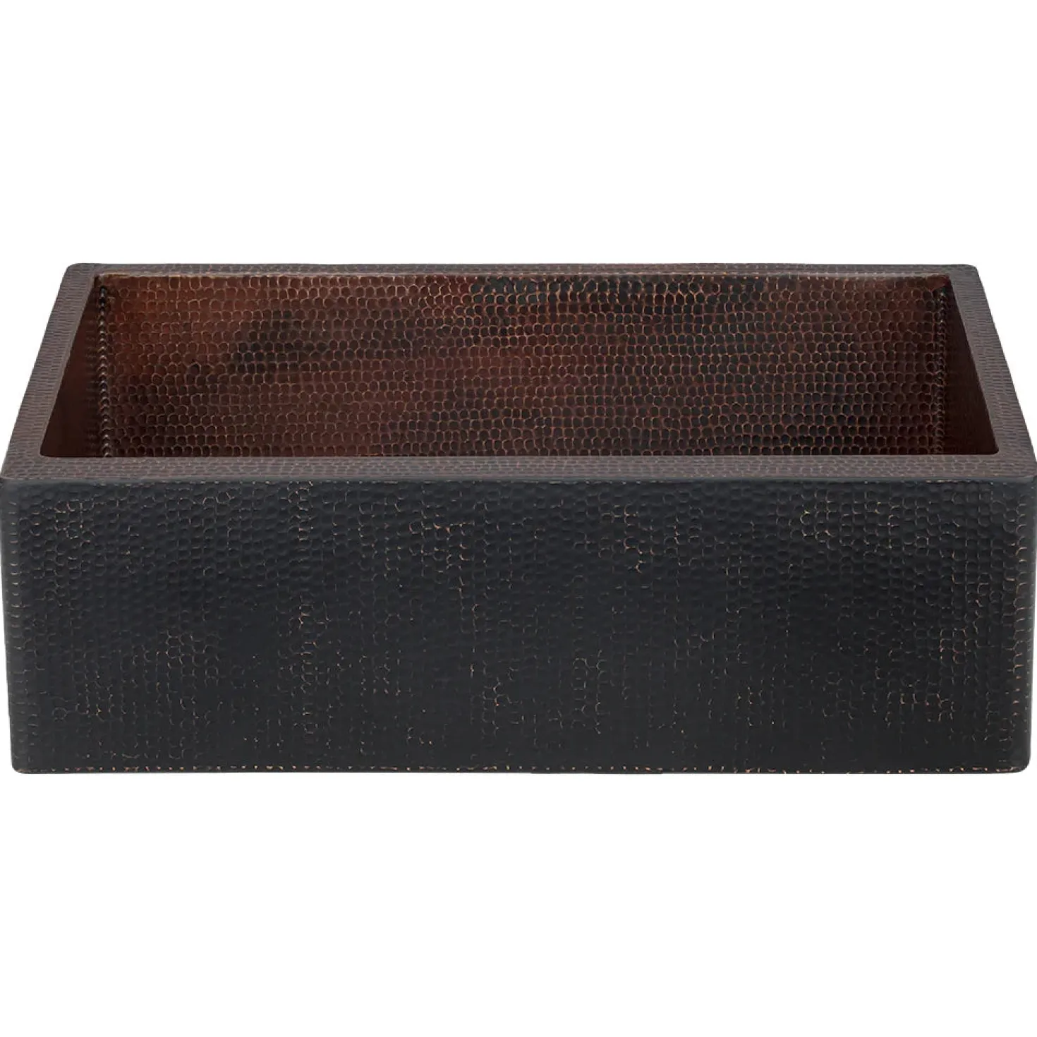 30" Hammered Copper Apron Front Single Basin Kitchen Sink in Glazed Black