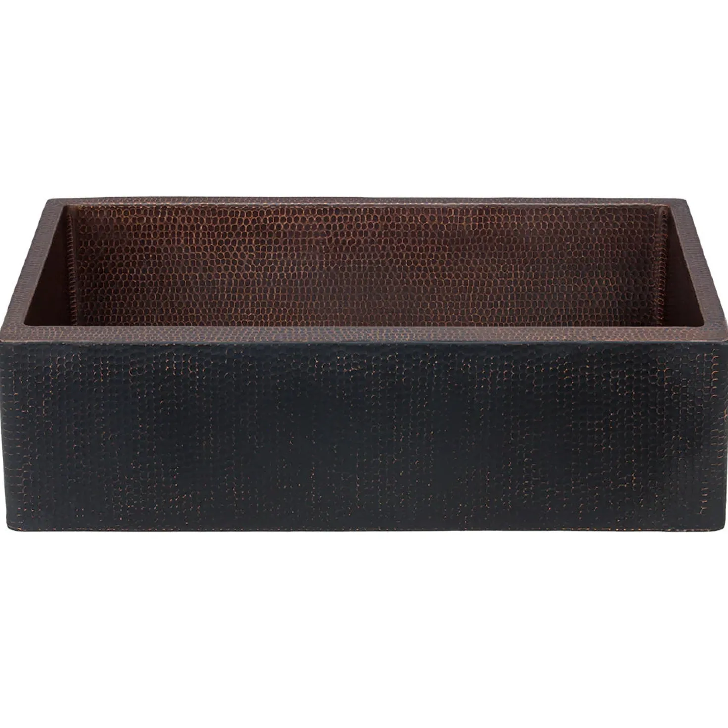 33" Hammered Copper Apron Front Single Basin Kitchen Sink in Glazed Black