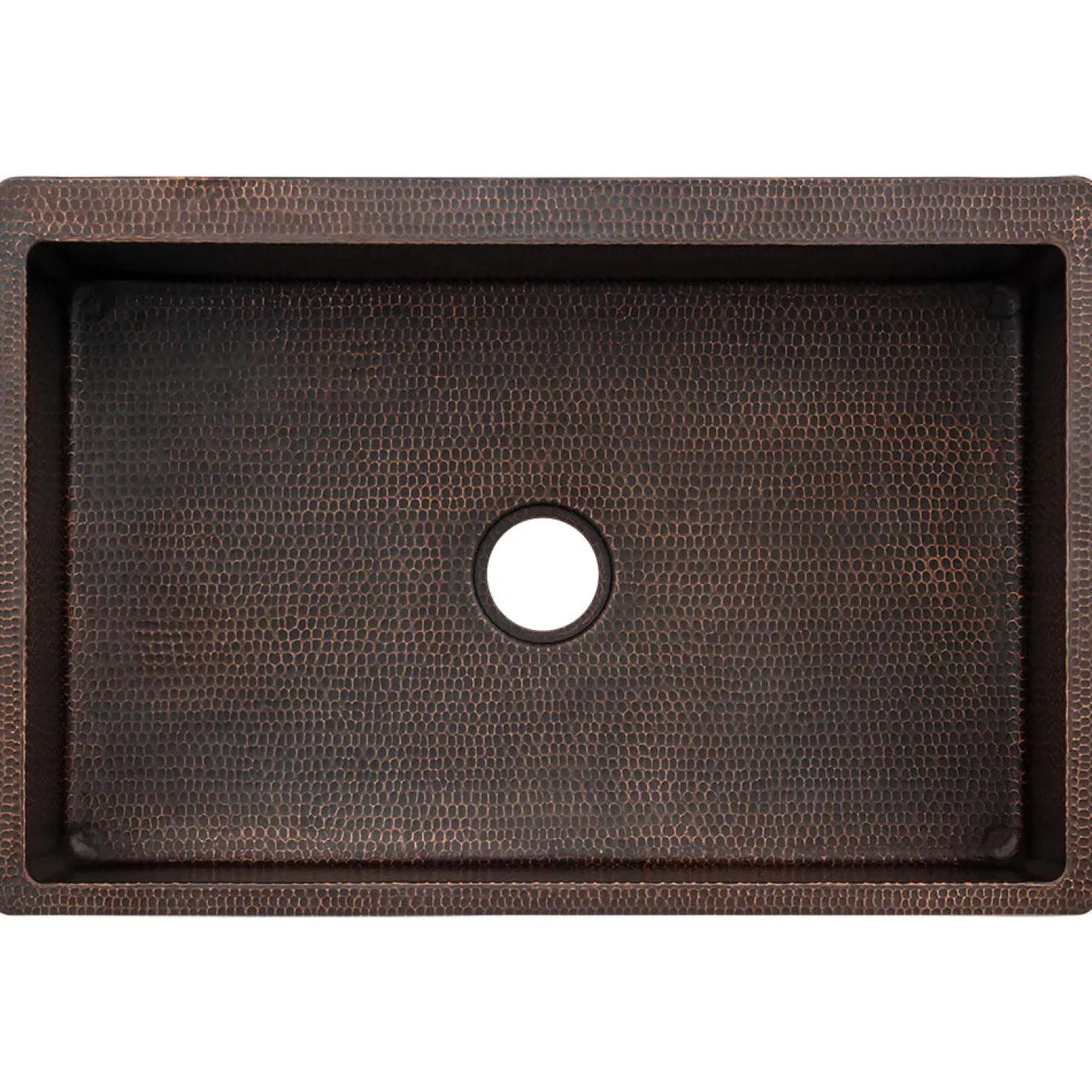 33" Hammered Copper Apron Front Single Basin Kitchen Sink in Glazed Black