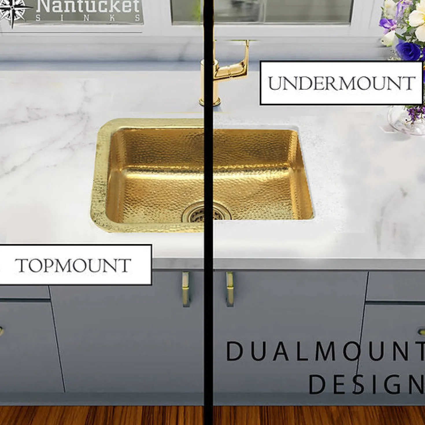 20" Hand-Hammered Brass Dual Mount Bar Sink