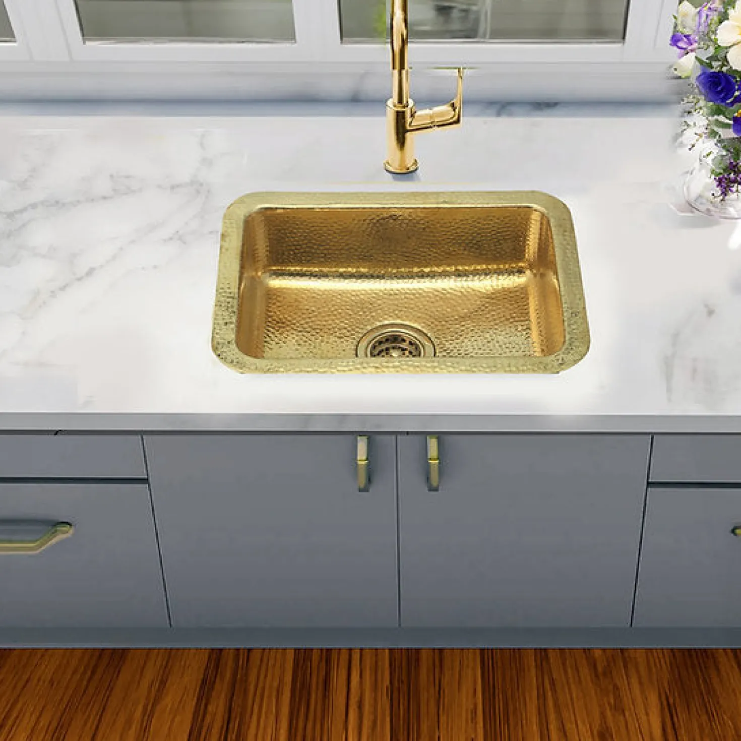 20" Hand-Hammered Brass Dual Mount Bar Sink