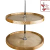 Hardware Resources 18" Diameter Three Shelf Round Wood Lazy Susan Set with Twist and Lock Pole