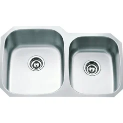 Hardware Resources 16 Gauge 60/40 Stainless Steel Undermount Sink with Larger Left Bowl