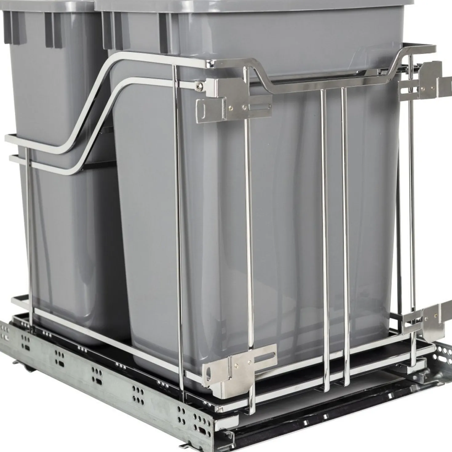 Hardware Resources Polished Chrome Trashcan Pullout with Soft-close Slides