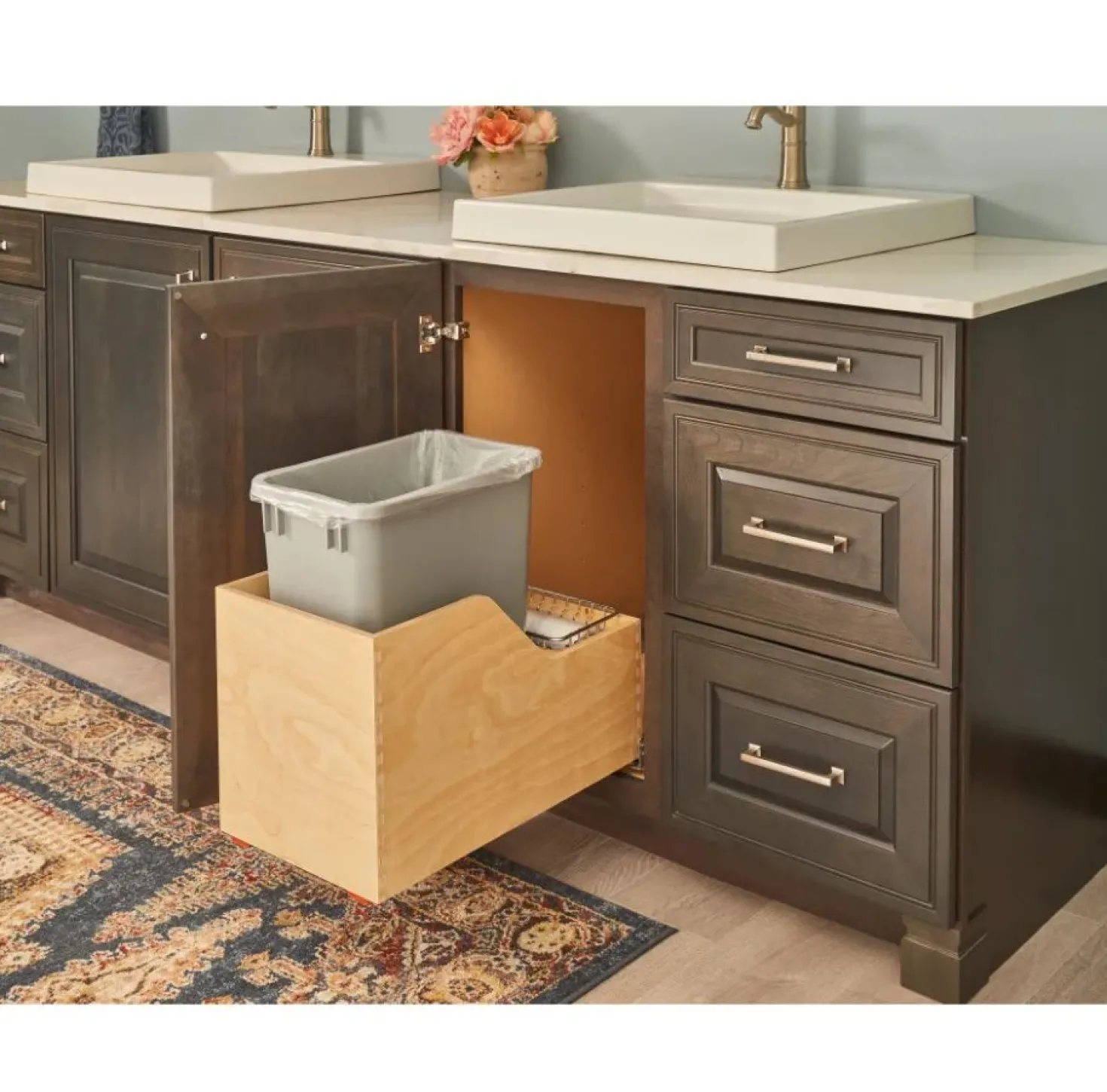 Hardware Resources Preassembled 35 Quart Single Pullout Waste Container System