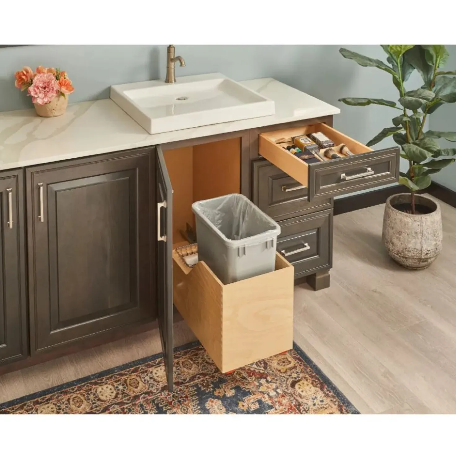 Hardware Resources Preassembled 35 Quart Single Pullout Waste Container System