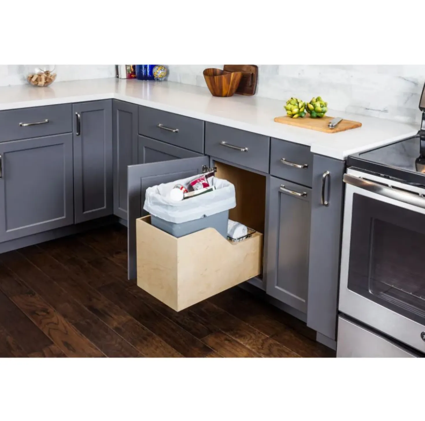 Hardware Resources Preassembled 35 Quart Single Pullout Waste Container System