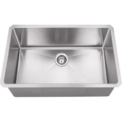 Hardware Resources Stainless Steel 16 Gauge Rectangular Fabricated Kitchen Sink