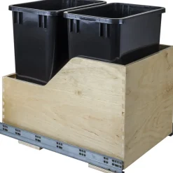 Hardware Resources White Birch Preassembled 35 Quart Double Pullout Waste Container System