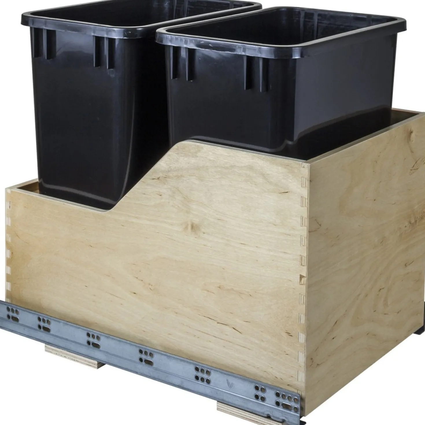 Hardware Resources White Birch Preassembled 35 Quart Double Pullout Waste Container System