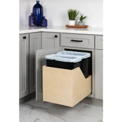 Hardware Resources White Birch Preassembled 35 Quart Double Pullout Waste Container System