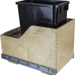 Hardware Resources White Birch Preassembled 35 Quart Single Pullout Waste Container System