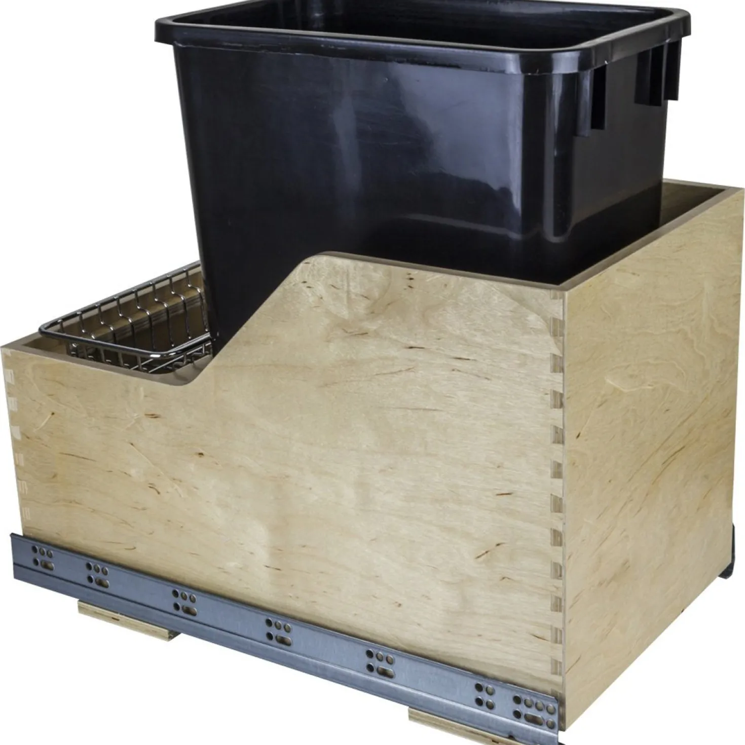 Hardware Resources White Birch Preassembled 35 Quart Single Pullout Waste Container System