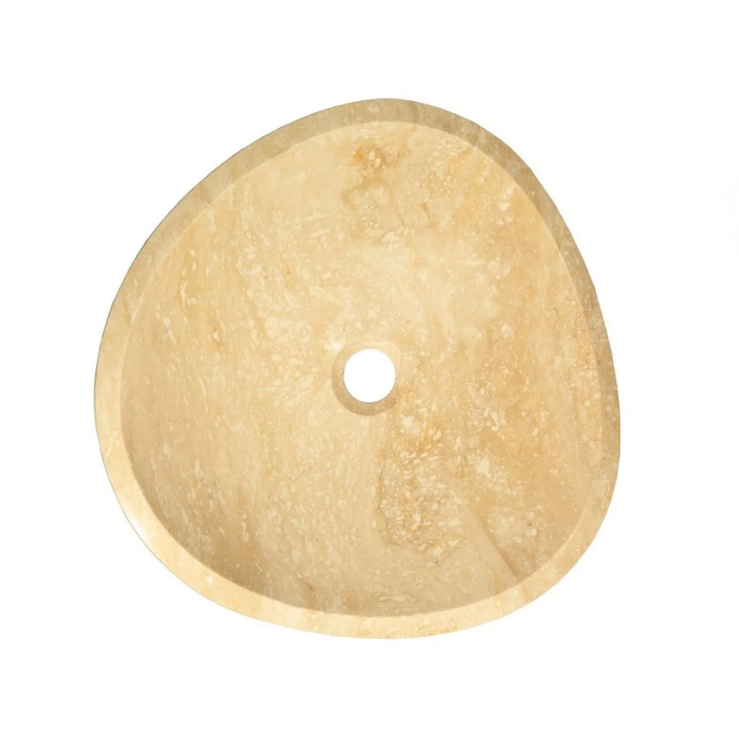 16 Inch Freeform Beige Stone Bathroom Vessel Sink