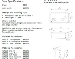Inteos 33" Single Bowl Reversible Undermount Stainless Steel Workstation Kitchen Sink