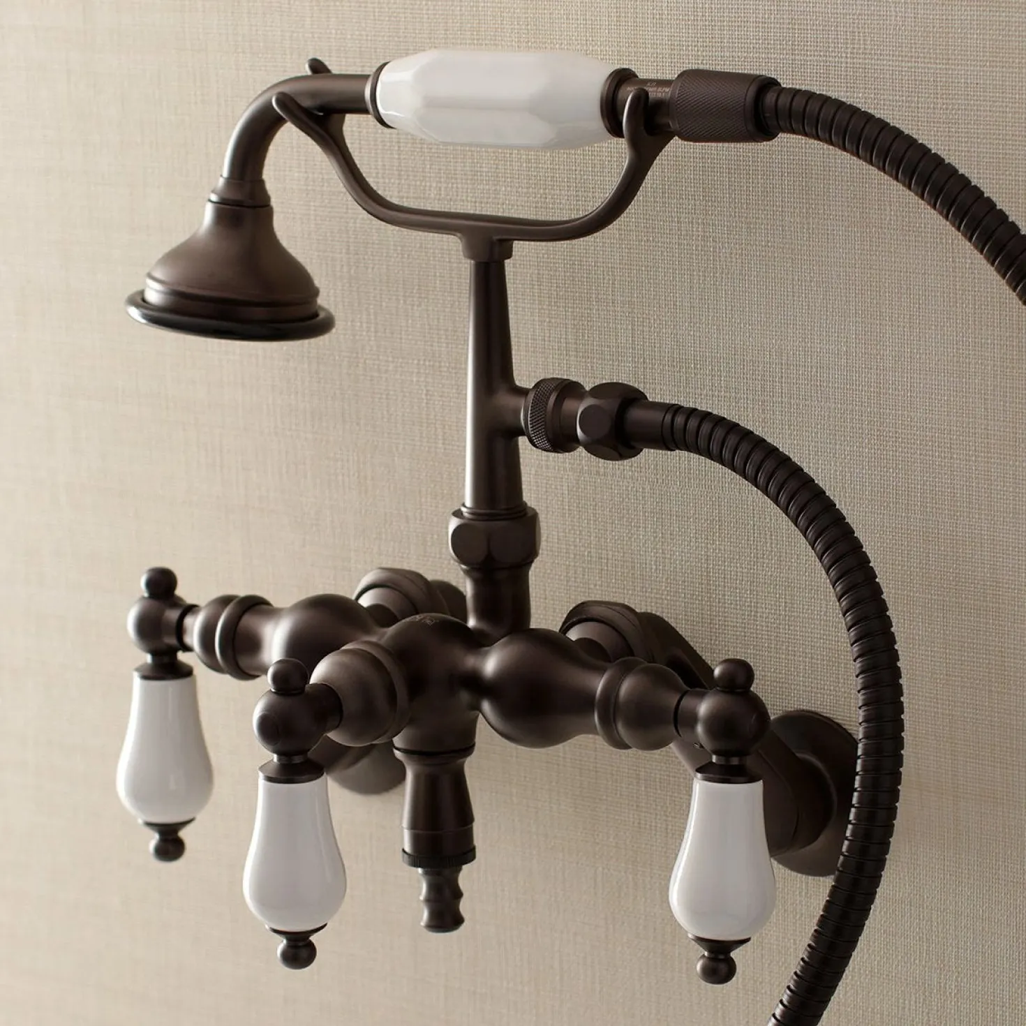 Kingston Brass AE421TX-P Aqua Vintage 3-3/8-Inch Adjustable Wall Mount Clawfoot Tub Faucet with Hand Shower