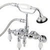 Kingston Brass AE423TX-P Aqua Vintage 3-3/8-Inch Adjustable Wall Mount Clawfoot Tub Faucet with Hand Shower