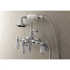 Kingston Brass AE423TX-P Aqua Vintage 3-3/8-Inch Adjustable Wall Mount Clawfoot Tub Faucet with Hand Shower