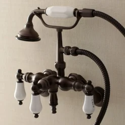 Kingston Brass AE423TX-P Aqua Vintage 3-3/8-Inch Adjustable Wall Mount Clawfoot Tub Faucet with Hand Shower
