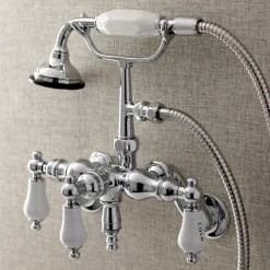 Kingston Brass AE423TX-P Aqua Vintage 3-3/8-Inch Adjustable Wall Mount Clawfoot Tub Faucet with Hand Shower