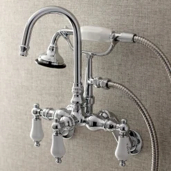 Kingston Brass AE303TX-P Aqua Vintage Wall Mount Clawfoot Tub Faucets