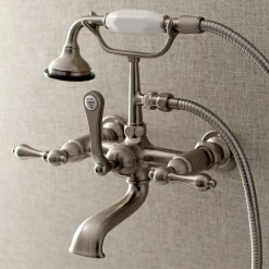 Kingston Brass AE551TX-P Aqua Vintage Wall Mount Tub Faucet with Hand Shower
